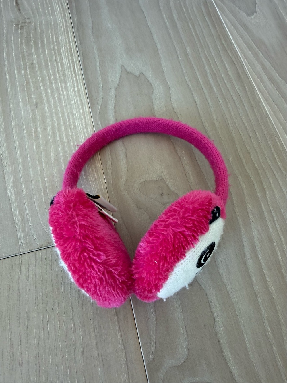 Plush Hot Pink Panda Ear Muffs for Kids